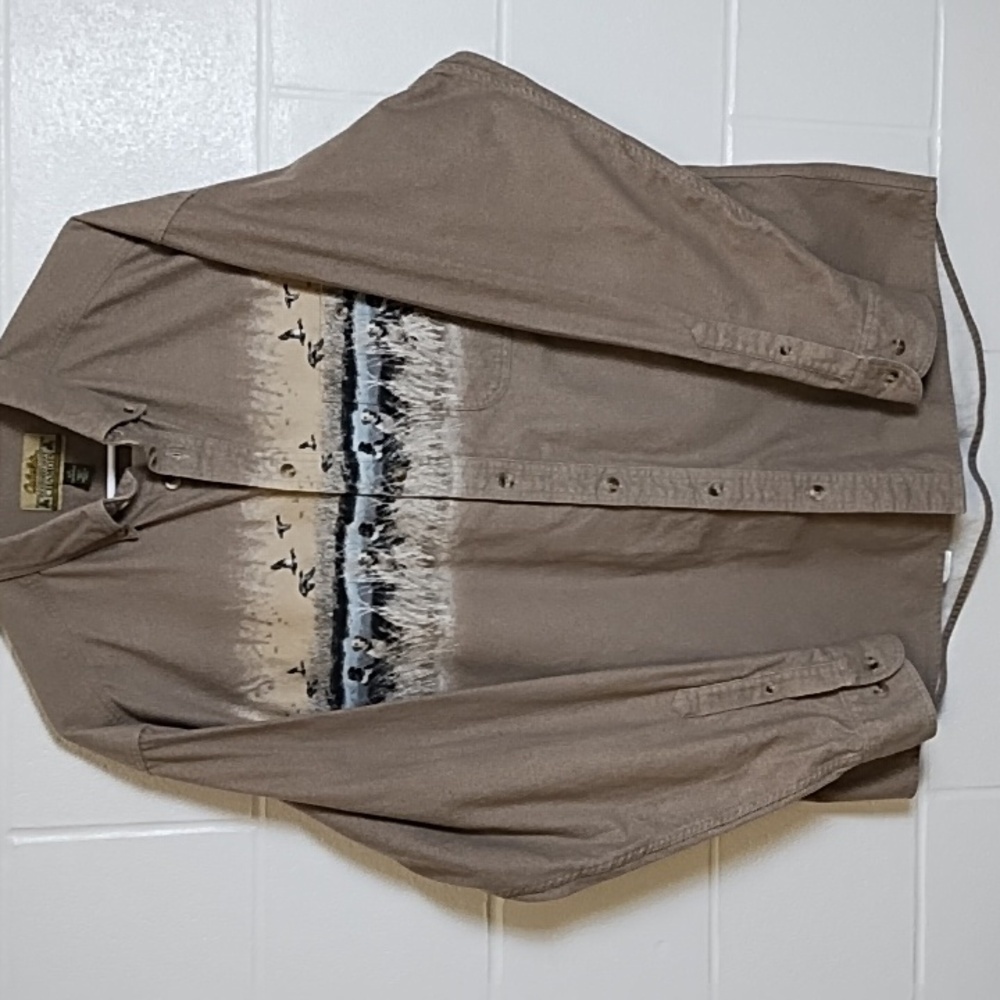 Cabela's Deerskin Soft Chamois Flannel Duck Hunting Button Down Shirt Large NWOT